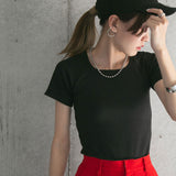 スクエアネックリブTシャツ