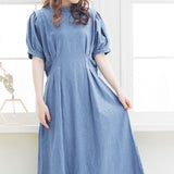 タックショルダーデニムワンピース