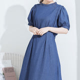 タックショルダーデニムワンピース