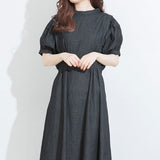 タックショルダーデニムワンピース