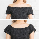 バラレースウエストビジューフレアドッキングワンピース