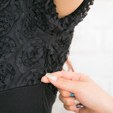 バラレースウエストビジューフレアドッキングワンピース