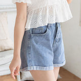 ロールアップデニムショートパンツ