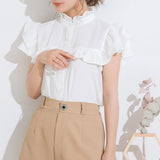 【メール便】ヨークフリルスタンドカラーブラウス