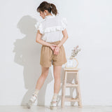 【メール便】ヨークフリルスタンドカラーブラウス