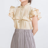 【メール便】ヨークフリルスタンドカラーブラウス