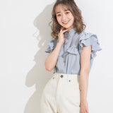 【メール便】ヨークフリルスタンドカラーブラウス