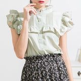 【メール便】ヨークフリルスタンドカラーブラウス