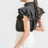 【メール便】ヨークフリルスタンドカラーブラウス