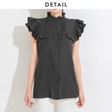 【メール便】ヨークフリルスタンドカラーブラウス