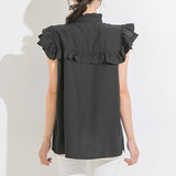 【メール便】ヨークフリルスタンドカラーブラウス