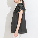 【メール便】ヨークフリルスタンドカラーブラウス