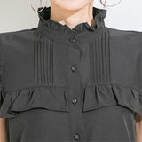 【メール便】ヨークフリルスタンドカラーブラウス