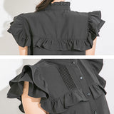 【メール便】ヨークフリルスタンドカラーブラウス