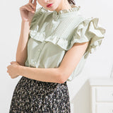 【メール便】ヨークフリルスタンドカラーブラウス