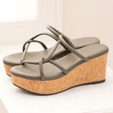 厚底ラインストラップサンダル