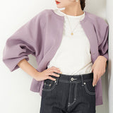 美肌映えラグランボリュームニットカーディガン