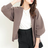 美肌映えラグランボリュームニットカーディガン