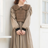 編み柄セーラーニットベスト