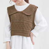 編み柄セーラーニットベスト