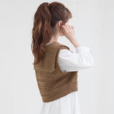 編み柄セーラーニットベスト