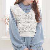 編み柄セーラーニットベスト