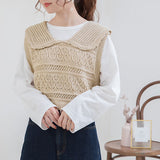 編み柄セーラーニットベスト