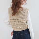 編み柄セーラーニットベスト