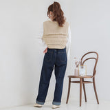 編み柄セーラーニットベスト