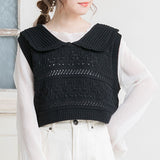 編み柄セーラーニットベスト