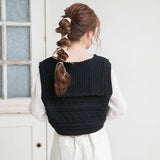 編み柄セーラーニットベスト