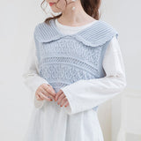 編み柄セーラーニットベスト