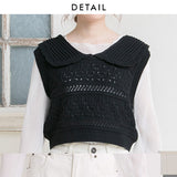 編み柄セーラーニットベスト