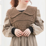 編み柄セーラーニットベスト