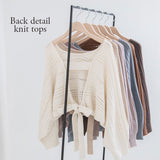 バックディティールボーダー編みニットトップス