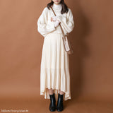 バックディティールボーダー編みニットトップス