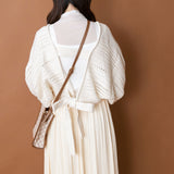 バックディティールボーダー編みニットトップス