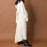 バックディティールボーダー編みニットトップス