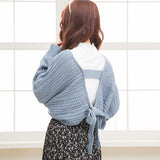 バックディティールボーダー編みニットトップス