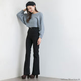 バックディティールボーダー編みニットトップス