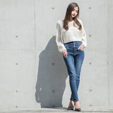 バックディティールボーダー編みニットトップス