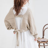 バックディティールボーダー編みニットトップス