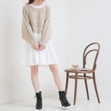 バックディティールボーダー編みニットトップス