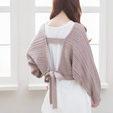 バックディティールボーダー編みニットトップス