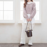 バックディティールボーダー編みニットトップス