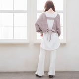 バックディティールボーダー編みニットトップス