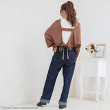 バックディティールボーダー編みニットトップス