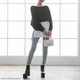 バックディティールボーダー編みニットトップス