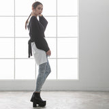 バックディティールボーダー編みニットトップス