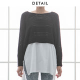 バックディティールボーダー編みニットトップス